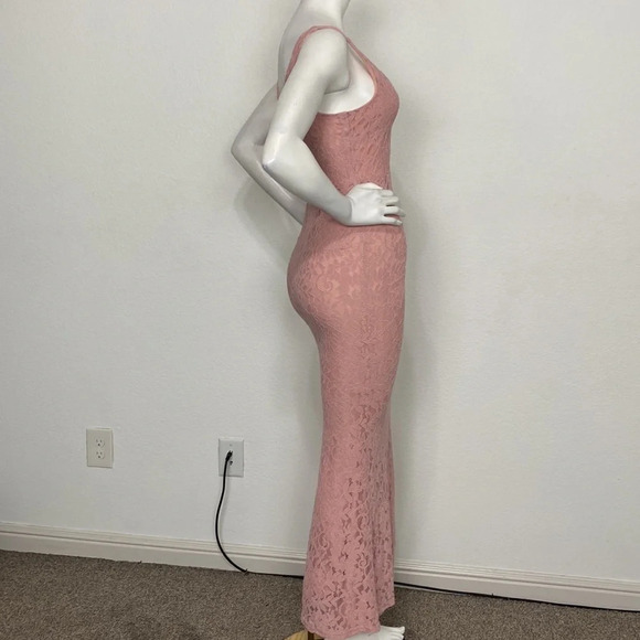 Lulus Floral Lace Glam Galore Blush Pink Lace Sleeveless Maxi Dress Size XS - Picture 9 of 9